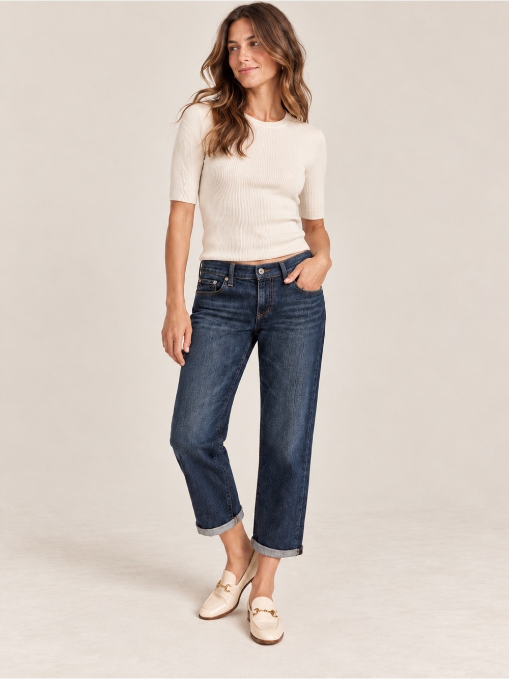 AG Adriano Goldschmied Tomboy Crop Relaxed Straight Jeans Dark Wash 27
